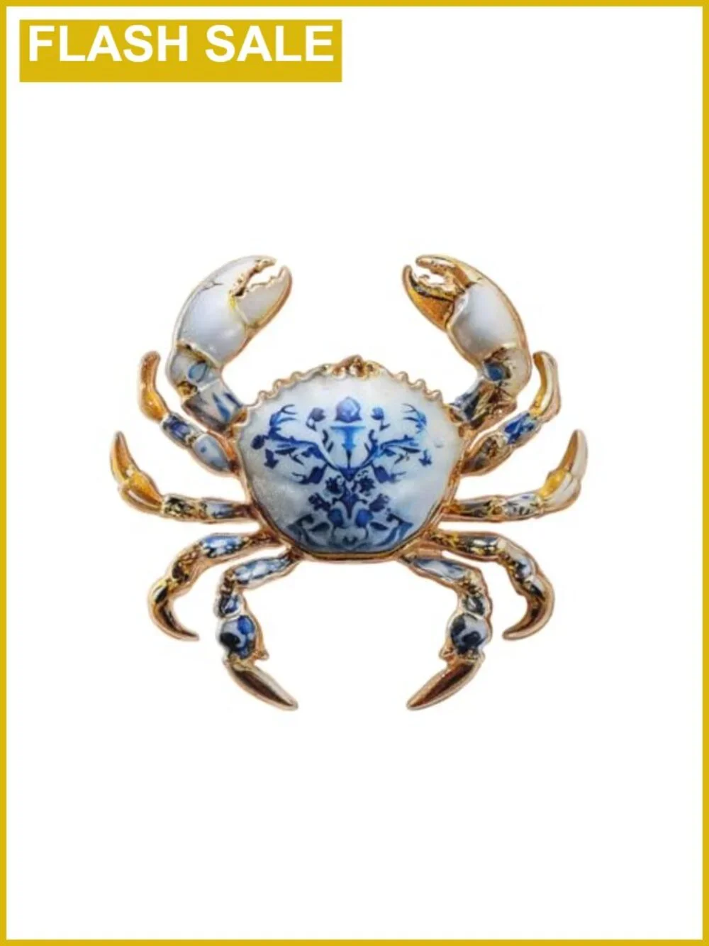 Gold Plated Crab Brooch Pin Lapel Enamel Women Men Ocean Marine
